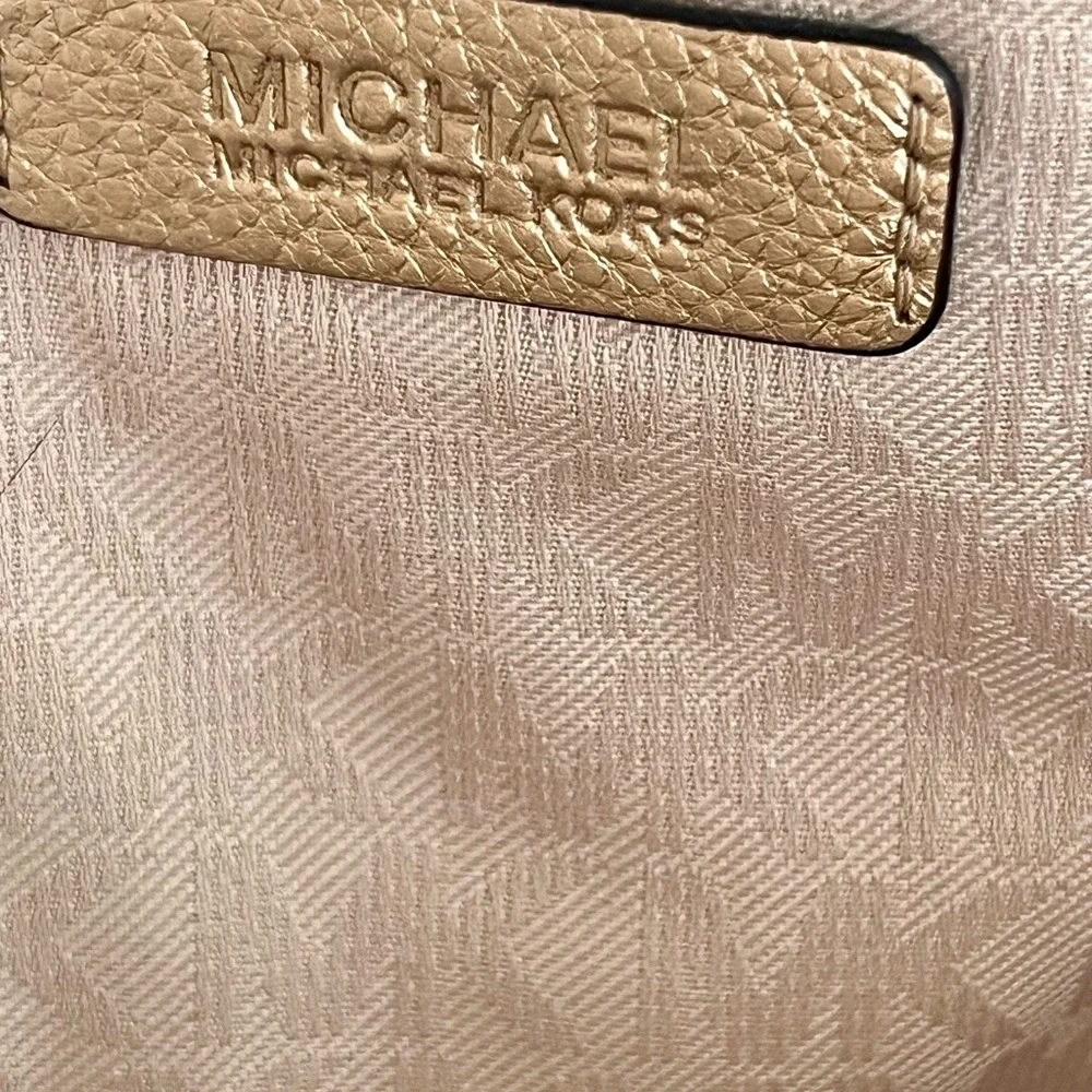 Michael Kors Woven Straw Tote with Metallic Beige Trim